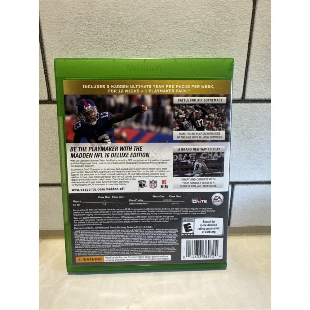 Madden NFL 16 Deluxe Edition Xbox One 2015 EA Sports Football Game Disc